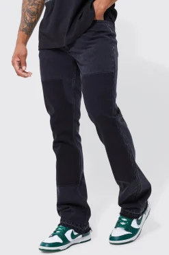Slim Rigid Worker Panel Flare Jeans | BoohooMAN UK