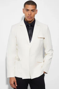 Slim Single Breasted Buckle Blazer | BoohooMAN UK