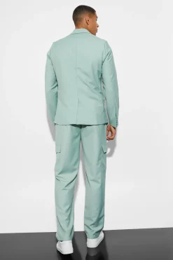Slim Single Breasted Cargo Suit Jacket | BoohooMAN UK