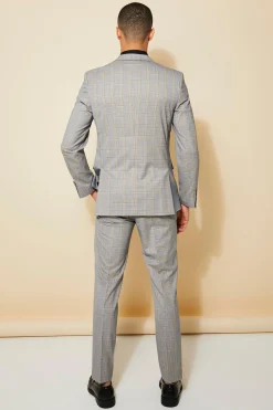 Slim Single Breasted Check Suit Jacket | BoohooMAN UK