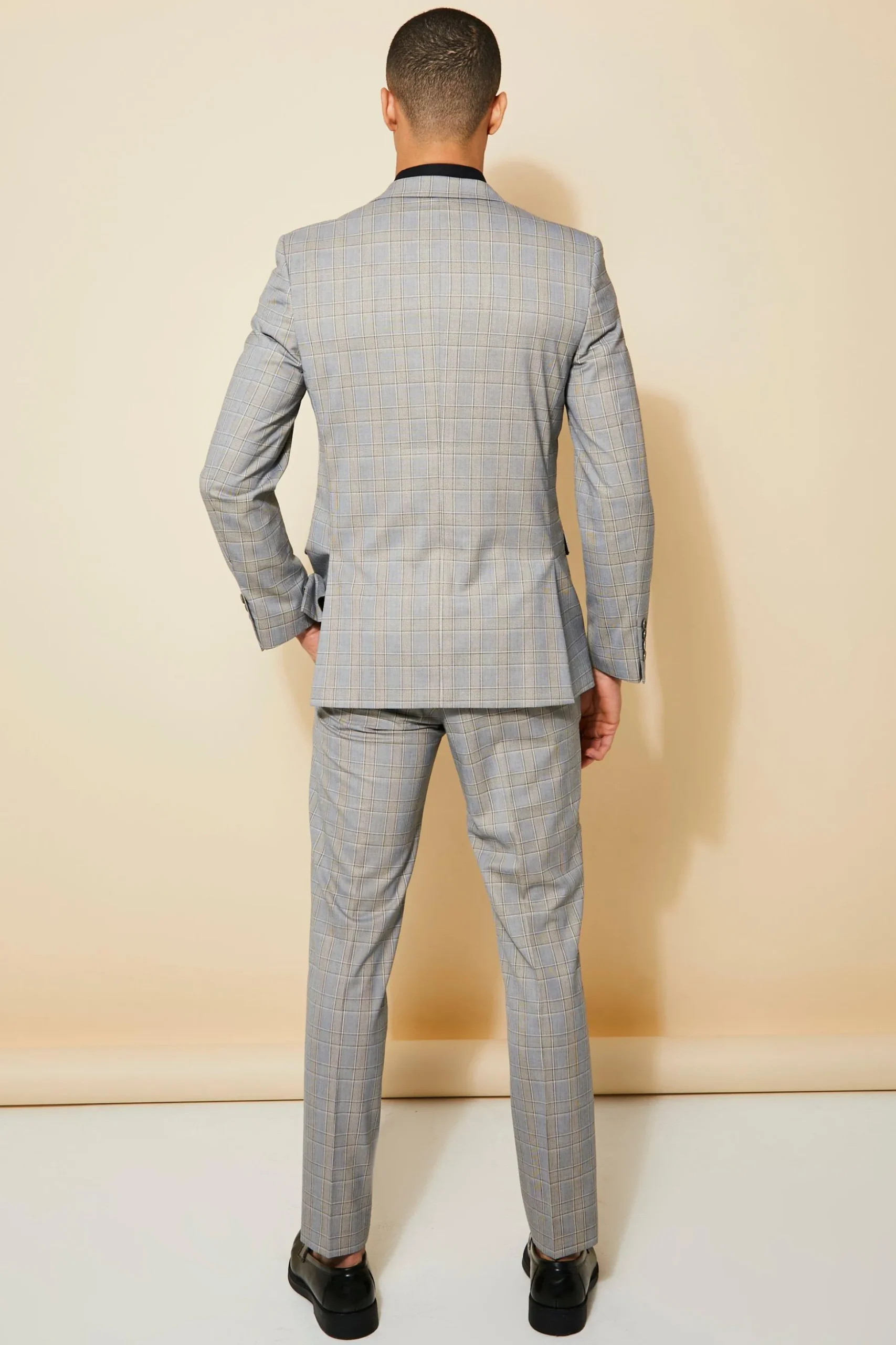Slim Single Breasted Check Suit Jacket | BoohooMAN UK