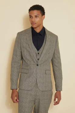 Slim Single Breasted Check Suit Jacket | BoohooMAN UK