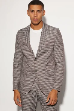 Slim Single Breasted Checkerboard Suit Jacket | BoohooMAN UK