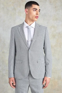 Slim Single Breasted Check Suit Jacket | BoohooMAN UK