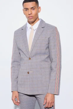Slim Single Breasted Check Suit | BoohooMAN UK