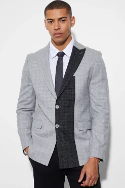 Slim Single Breasted Contrast Lapel Blazer | BoohooMAN UK