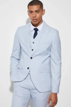 Slim Single Breasted Micro Check Suit Jacket | BoohooMAN UK