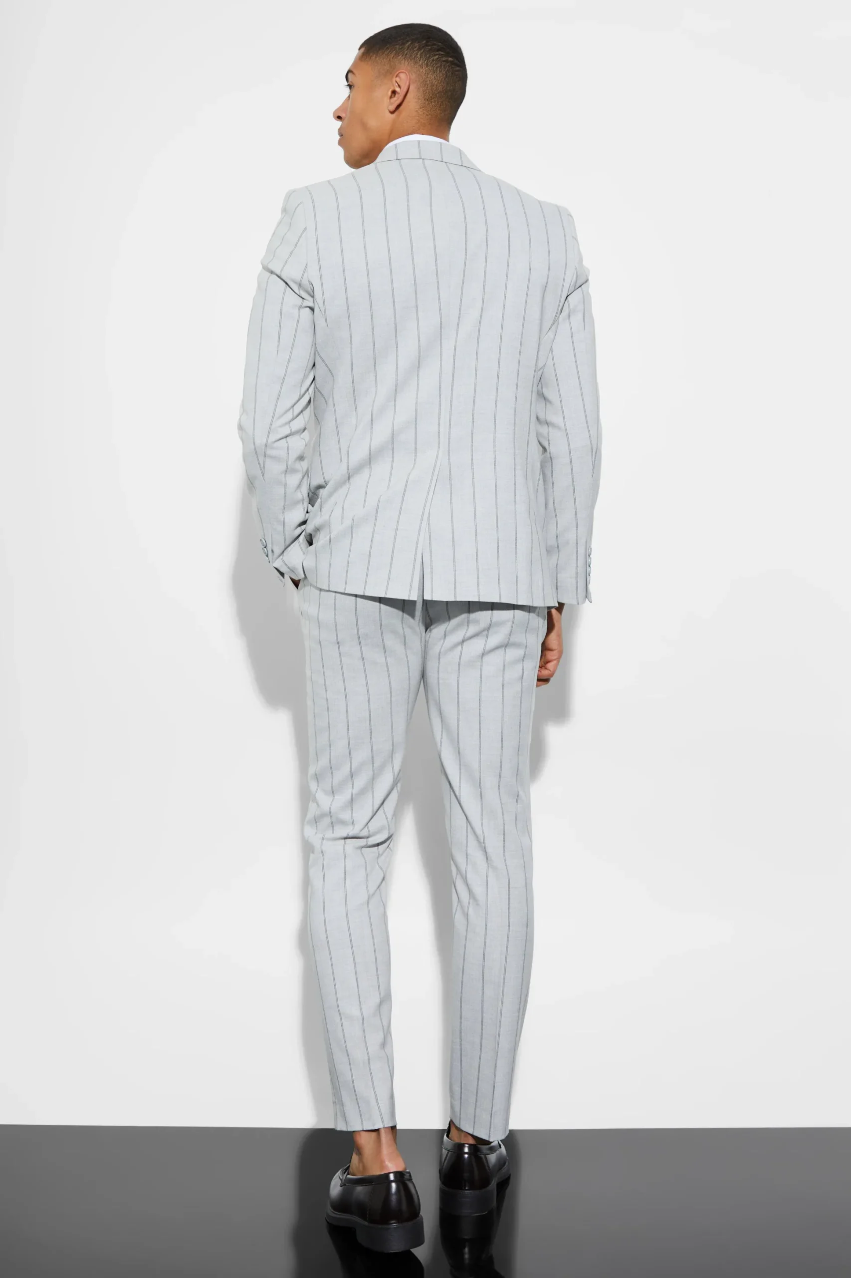 Slim Single Breasted Striped Suit Jacket | BoohooMAN UK