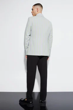 Slim Single Breasted Wide Stripe Suit Jacket | BoohooMAN UK