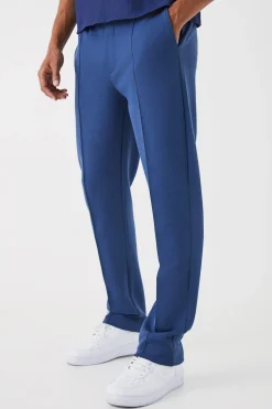 Slim Smart Jersey Pintuck Jogger Trousers | BoohooMAN UK