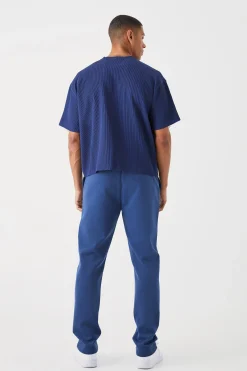 Slim Smart Jersey Pintuck Jogger Trousers | BoohooMAN UK