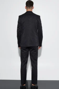 Slim Snake Jacquard Suit Jacket | BoohooMAN UK