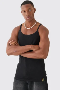 Slim Squared Neck Ribbed Vest | BoohooMAN UK