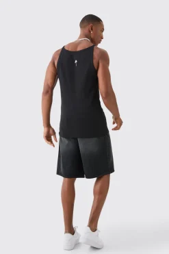 Slim Squared Neck Ribbed Vest | BoohooMAN UK
