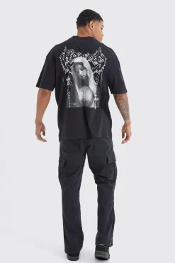 Slim Stacked Flare Camo Gusset Rip And Repair Trouser | BoohooMAN UK