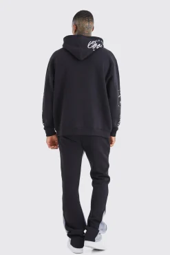 Slim Stacked Flare Jogger With Gusset Panel | BoohooMAN UK