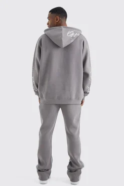 Slim Stacked Flare Jogger With Gusset Panel | BoohooMAN UK