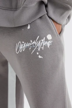 Slim Stacked Flare Jogger With Gusset Panel | BoohooMAN UK
