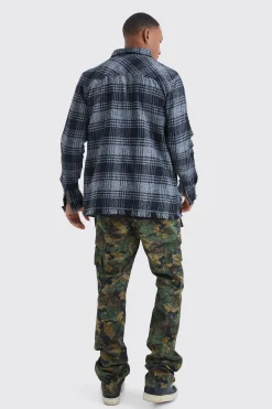 Slim Stacked Flare Multi Cargo Camo Bandana Trouser | BoohooMAN UK