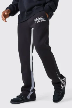 Slim Stacked Flare Star Print Gusset Jogger | BoohooMAN UK