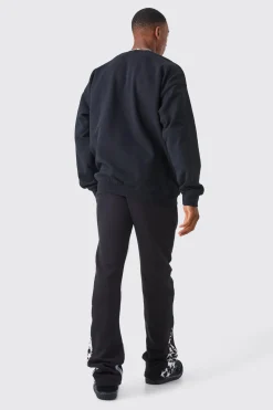 Slim Stacked Flare Star Print Gusset Jogger | BoohooMAN UK