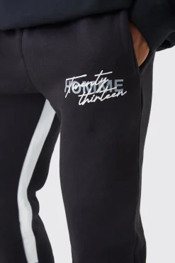 Slim Stacked Flare Star Print Gusset Jogger | BoohooMAN UK