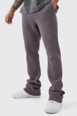 Slim Stacked Worldwide Emboss Joggers | BoohooMAN UK