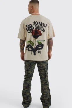 Slim Stacked Zip Gusset Cargo Camo Ripstop Trouser | BoohooMAN UK