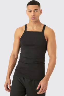 Slim Straight Neck Vest | BoohooMAN UK