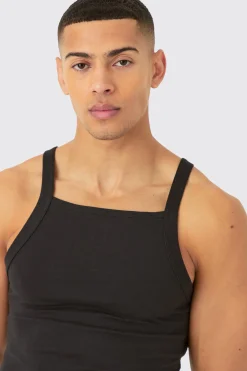 Slim Straight Neck Vest | BoohooMAN UK