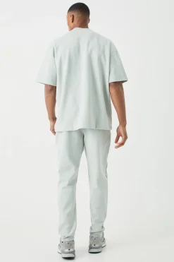 Slim Tapered Interlock Pintuck Jogger | BoohooMAN UK