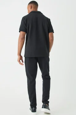 Slim Tapered Interlock Pintuck Jogger | BoohooMAN UK