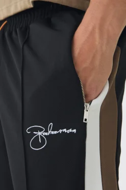 Slim Tapered Pique Panel Boohooman Embroidered Jogger | BoohooMAN UK