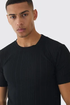 Slim Textured T-shirt | BoohooMAN UK
