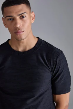 Slim Textured T-shirt | BoohooMAN UK