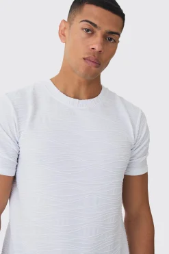 Slim Textured T-shirt | BoohooMAN UK