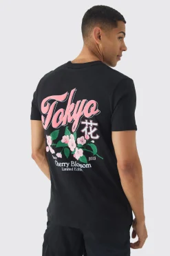 Slim Tokyo Puff Print Print T-Shirt | BoohooMAN UK