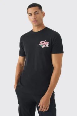 Slim Tokyo Puff Print Print T-Shirt | BoohooMAN UK