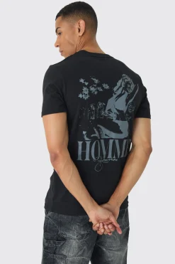 Slim Tonal Renaissance Print T-Shirt | BoohooMAN UK