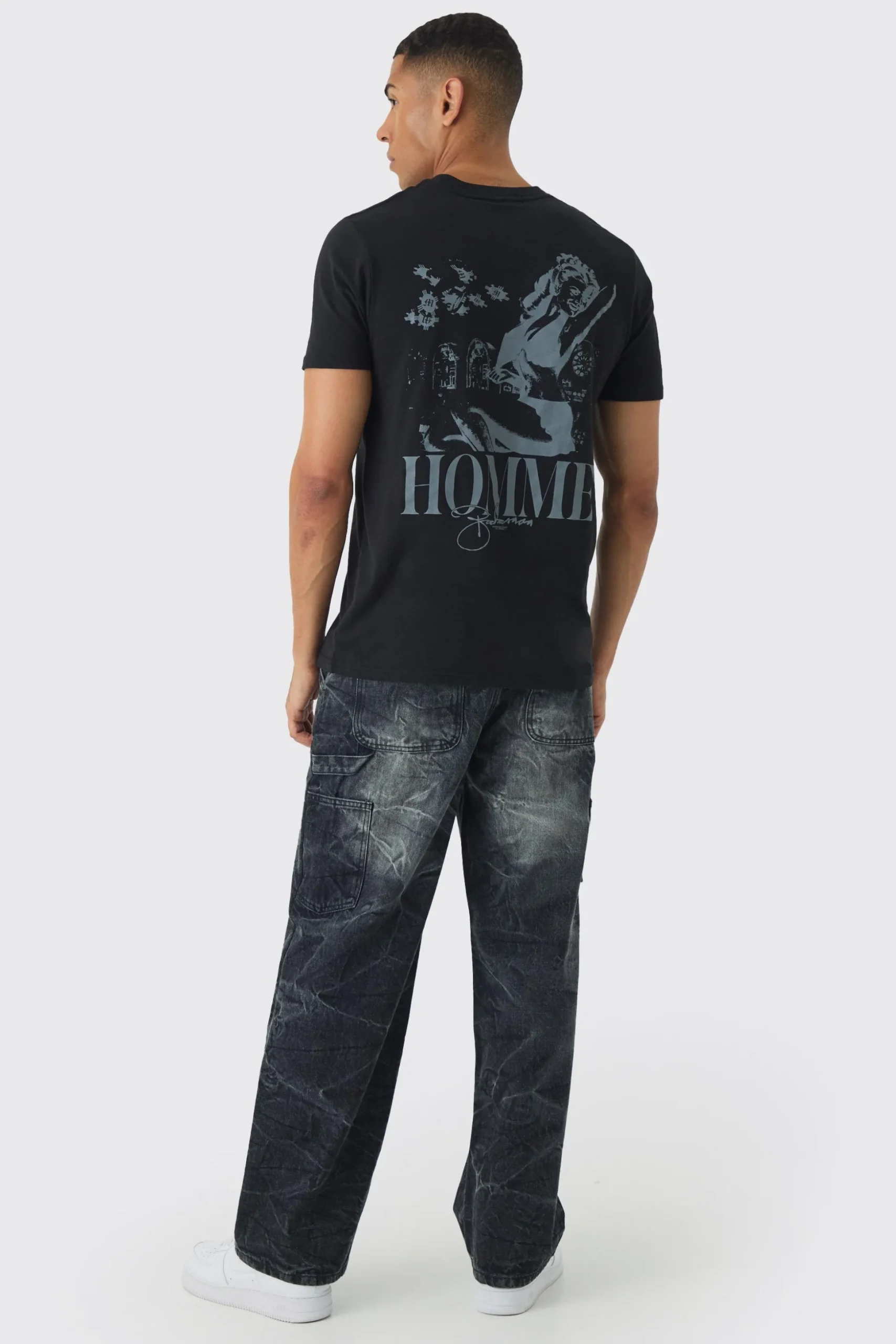 Slim Tonal Renaissance Print T-Shirt | BoohooMAN UK
