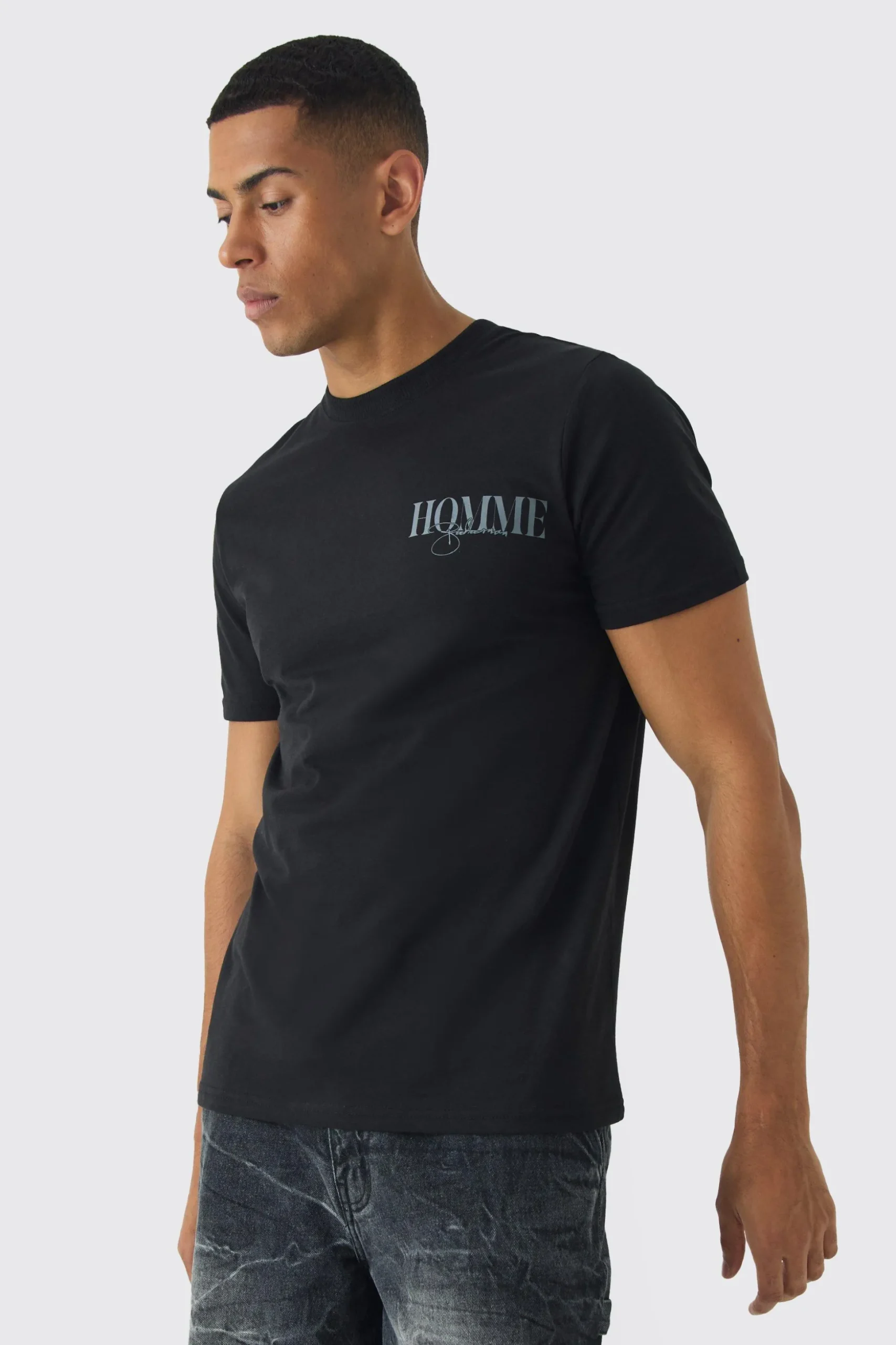 Slim Tonal Renaissance Print T-Shirt | BoohooMAN UK