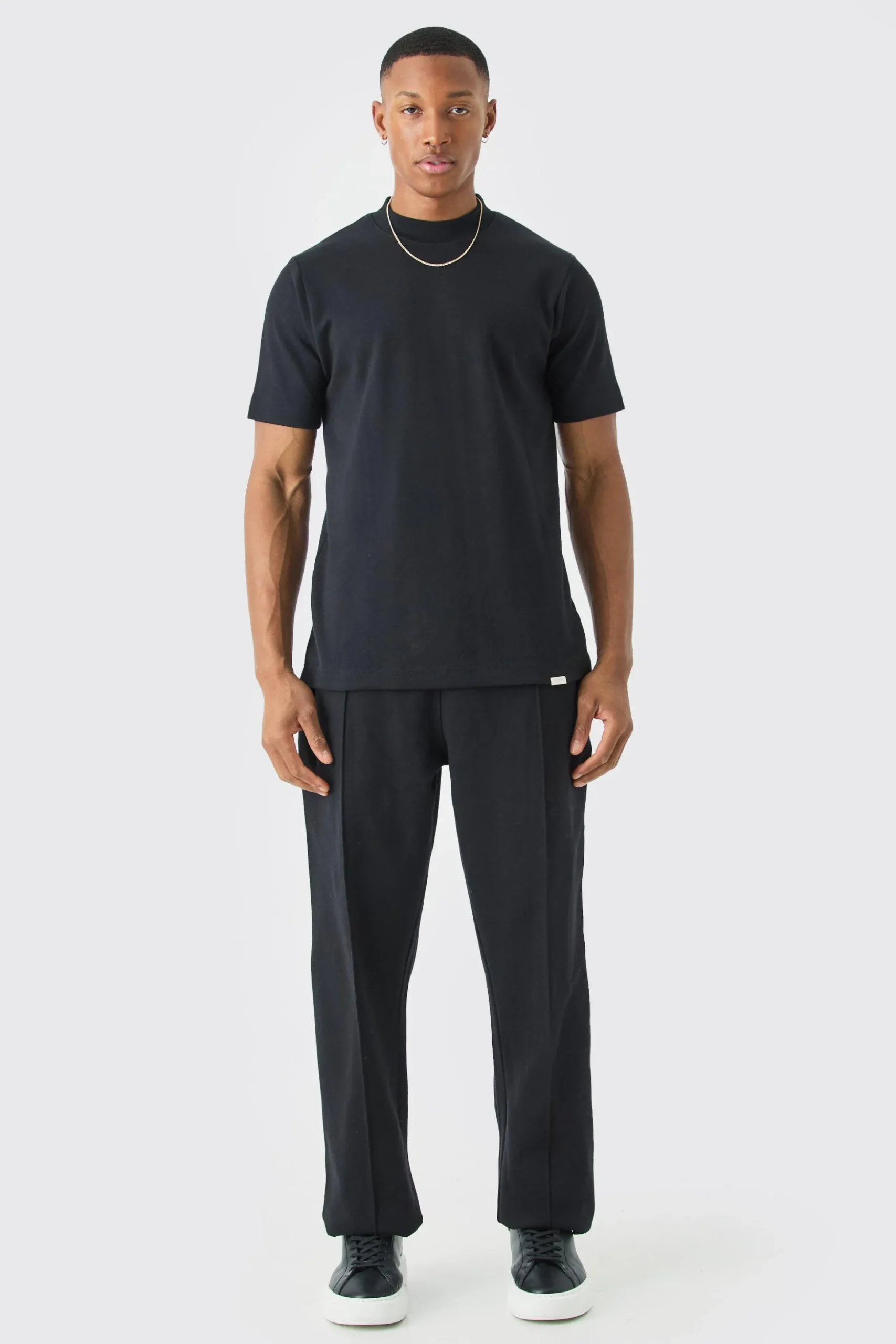 Slim T-shirt & Jogger Interlock Set | BoohooMAN UK