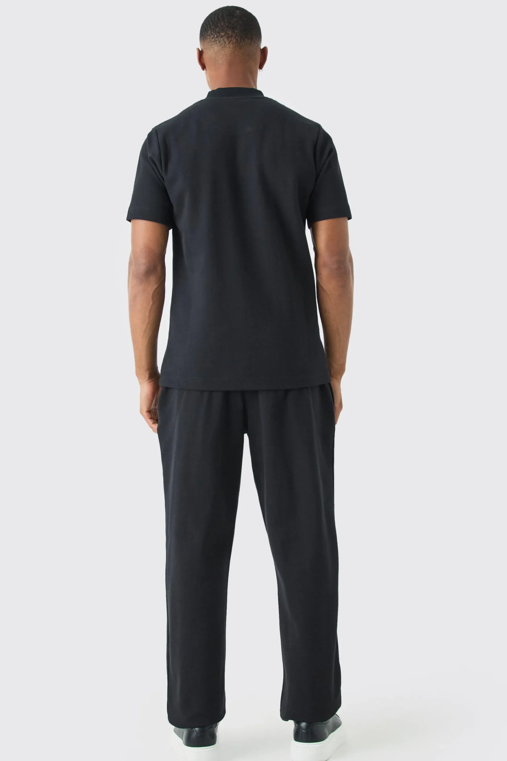 Slim T-shirt & Jogger Interlock Set | BoohooMAN UK