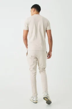 Slim T-shirt & Jogger Interlock Set | BoohooMAN UK