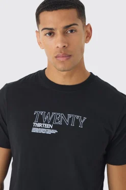 Slim Twenty Thirteen Print T-Shirt | BoohooMAN UK