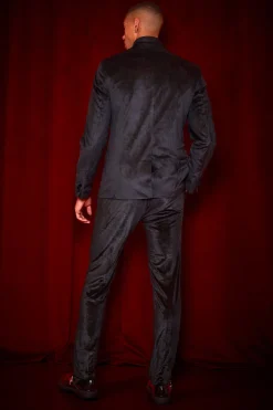 Slim Velour Suit | BoohooMAN UK