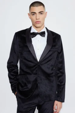 Slim Velvet And Satin Lapel Suit Jacket | BoohooMAN UK
