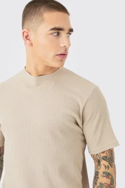 Slim Waffle T-shirt & Cargo Short Set | BoohooMAN UK