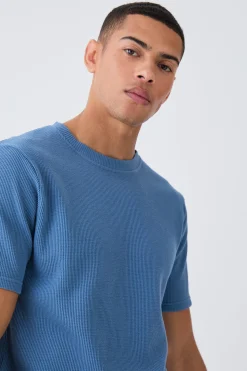 Slim Waffle T-shirt & Cargo Short Set | BoohooMAN UK