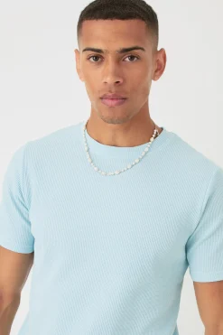 Slim Waffle T-shirt & Cargo Short Set | BoohooMAN UK
